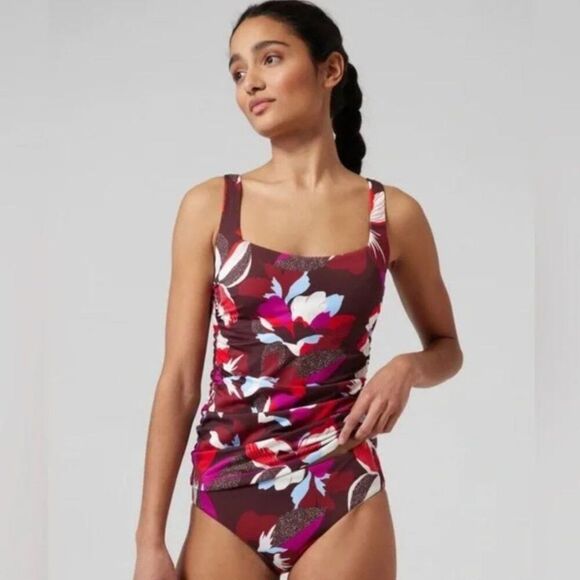 Athleta Hero Bloom Square Neck Tankini Size 34D/DD - Picture 1 of 11